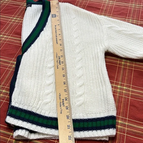 Almost Famous Women’s Cream Cable Knit Varsity Cricket Cardigan Large NWOT - Picture 7 of 12